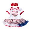 Ropa de Verano Infantil Transfronteriza Nuevo Vestido Harper con Estampado de Estrellas de Manga Corta para Niñas del Día de la Independencia Estadounidense Conjunto de Dos Piezas