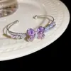 Pulseira Aberta de Zircônia Borboleta Moda Simples Leve Luxo Alto Padrão Versátil