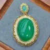 Pingente Fivela da Paz com Crisoprásio Verde Imperial Tipo Gelo para Mulheres, Buda Risonho Buda Maitreya Deus da Riqueza Pingente de Jade