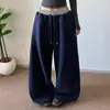 Pantalones Casuales Largos de Estilo Americano High Street para Danza Jazz de Pierna Ancha Sueltos de Primavera y Otoño 2026 con Estampado de Letras y Diseño de Patchwork