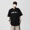 Camiseta Masculina Tendência Nova Verão High Street Estampa de Letras Solta Gola Redonda Manga Curta