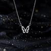 Colar de borboleta de zircônia oca, joia feminina, leve, luxuosa, elegante, aço inoxidável, corrente de clavícula, novo estilo, presente para namorada