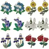6 Estilos de Hortênsia com Gotejamento de Óleo, Orquídea Borboleta, Girassol Acessórios de Liga Pingente DIY Brincos Pendentes Acessórios de Joias