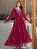 Ba5180 Roupa de Comércio Exterior Longo com Saia Longa Bordada à Mão Vestido Fashion
