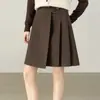 Falda Plisada, Falda Asimétrica, Nuevo Estilo Otoño e Invierno 2025, Diseño de Cintura Alta, Falda Plisada, Falda Corta de Lana para Mujer