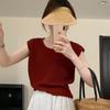Camiseta de Manga Curta Tricotada Simples e Moderna Estilo Coreano Verão Feminino Solta Colete Curto Top de Nicho