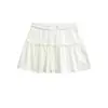 Saia plissada franzida de cintura alta com cordão, estilo feminino, novo estilo de verão, versátil, anti-exposição, saia curta esportiva evasê