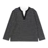 Yidao Vintage 2026 Otoño Nuevo Tendencia Retro Japonés Camiseta de Manga Larga Suelta con Rayas y Cuello Henley para Hombre