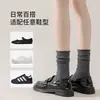 Calcetines blancos para mujer para primavera y otoño, finos, de algodón puro, sin costuras, de longitud media hasta la pantorrilla, antibacterianos 10A, con rayas verticales, borde enrollado, calcetines largos apilados