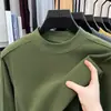 Camiseta térmica base para hombre 2026 modelo nuevo otoño e invierno, cuello semi alto, color liso, casual, cepillada, cálida, camiseta de manga larga para hombre