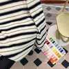 Camiseta Casual Listrada Color Block de Caimento Solto para Estudantes, Top Tendência de Manga Longa com Gola Redonda, Primavera 2026