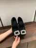 Zapatos Mary Jane Cuadrados de Felpa con Pedrería Estilo Francés Inspirados en Chanel para Mujer, Zapatos Peludos de Tacón Grueso de Hada Otoño e Invierno, Mocasines, Zapatos de Punta Redonda