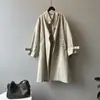 Gabardina Beishan Tongshu estilo británico con cuello alto para mujer, diseño de otoño, abrigo largo holgado 80766