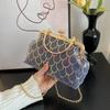 Bolso de Cena de Textura Brillante y Moderna de Moda 2024 Nuevo Bolso de Banquete con Cadena Bolso de Mujer Bolso Bandolera de un Solo Hombro Bolso de Mano para Mujer