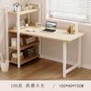 Escritorio de computadora moderno y sencillo con estantería para el hogar, dormitorio, mesa de acero y madera para portátil, mesa de escritura combinada