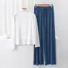 Novo Conjunto de Loungewear Feminino de Manga Longa e Calça Longa, com Textura Modal, Gola Alta, Caimento Solto, que Pode Ser Usado na Rua