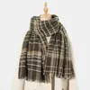Bufanda de Cuadros Rojos con Rayas Doradas Venta al por Mayor de Fábrica Bufanda Chal Cálido de Estilo Coreano para Mujer Nuevo de Gama Alta
