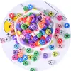 Fatias Coloridas de Argila Macia Desenhos Animados de Frutas Letras em Inglês Perfuradas Conjunto de Argila Macia Material de Argila Macia para Pulseira