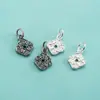 Acessórios de Prata de Lei S925 Pingente Paz e Alegria Riqueza e Fortuna Pulseira de Corda Trançada Feita à Mão DIY Pingente Charm