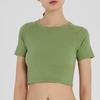 Camiseta deportiva de manga corta con ombligo al descubierto para yoga, de secado rápido, para mujer, para gimnasio, correr, yoga, ajustada.
