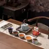 Conjunto de Chá Cinco Fornos Famosos - Presente Corporativo Personalizado, Caixa de Presente de Cerâmica, Louça de Chá Estilo Chinês Tradicional, Presente Souvenir