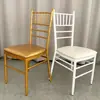 Cadeira de Bambu Personalizada Napoleão Dourado Branco Metal com Almofada Macia Cadeira para Banquete de Casamento Cadeira para Evento de Casamento de Hotel