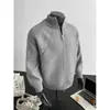 Suéter Cardigan com Gola Alta de Caimento Limpo Masculino Outono Inverno Tendência Versátil Jaqueta Jovem Marca Tendência Malha Patchwork