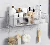 Estante de Almacenamiento para Pared de Baño sin Taladro, Cesta de Ducha de Alambre Metálico, Organizador de Baño a Prueba de Óxido con Ganchos Adhesivos