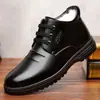 Sapatos Masculinos de Inverno com Forro de Lã, Sapatos Casuais de Couro Espessados Tendência, Botas de Neve de Couro de Cano Alto para Esportes ao Ar Livre, Atacado Transfronteiriço