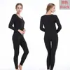 Conjunto de Roupa Íntima Térmica Unissex de Fleece Ultra Fino com Decote V e Costura Zero para Outono e Inverno