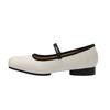 Zapatos plateados para mujer, estilo ballet, planos, piel genuina, nariz de cerdo, retro francés, boca poco profunda, Mary Jane, Zapatos de ballet para mujer