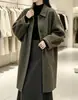 Abrigo de Lana Suli Manga Murciélago Estilo Coreano Oversize Doble Cara Otoño Solapa de Muñeca Gruesa Holgado Abrigo