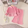 Conjunto de Duas Peças Outono e Inverno para Menina 2025 Novo Estilo Meninas Estilo Coreano Primavera e Outono Roupa Infantil Moletom Spliced Calça Casual