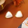 Pendientes Triangulares Cepillados de Contraste en Oro y Plata de Alta Gama, Diseño de Nicho Único y de Moda, Pendientes Estilo Minimalista Ins para Mujer
