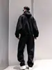 Cardigã MRNEARLY estilo americano com retalhos, corte justo, uma sweatshirt com capuz da moda para homens na primavera/outono