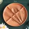 Prato Dividido Estilo Japonês Prato Dividido Redutor de Gordura Conjunto de Louça Infantil Combinação Prato de Arroz com Três Compartimentos Separado Prato de Café da Manhã Dim Sum