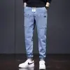 Jeans Moderno para Primavera e Outono, Novo Estilo com Múltiplos Bolsos para Homens, Calça Jogger da Moda com Design Patchwork, Calça Casual Versátil