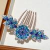 Peineta para el cabello con flores y diamantes de imitación, accesorios para el cabello para mamás, elegante tocado para el cabello, peine de aleación, peine de joyería de alta calidad.