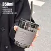 Taza de Gran Capacidad, Taza de Agua Elegante y Resistente a Altas Temperaturas, Taza con Popote, Taza de Vidrio Aurora con Tapa, Taza de Café de Nicho