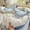 Conjunto de Roupa de Cama de Gaze Dupla Classe A Quatro Peças Capa de Edredom de Algodão Puro Lavado Lençol de Cama Conjunto de Três Peças para Dormitório Individual 4