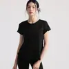 Camiseta de Yoga Respirável de Verão com Design de Gota d'Água Vazada, Costas Bonitas, Top Esportivo Solto, Roupa de Yoga Feminina, Gola Redonda, Manga Curta para Fitness