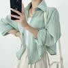 Chic Coreano Nueva Camisa de Protección Solar de Manga Larga Color Helado de Verano para Mujer Camisa Ligera