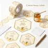 Etiquetas para rollos de miel troqueladas a medida, vinilo, impermeables, resistentes a los rayos UV, diseño de abeja dorada, pegatinas adhesivas de alta calidad