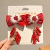 Acessórios de Cabelo Estilo Chinês Dinastia Han 2025 Novo Laço com Franja para Meninas Presilha de Cabelo Estilo Antigo Presilha de Cabelo Fofa para Menininhas