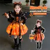 Ropa Infantil de Halloween Niñas Vestido de Princesa Cosplay Bruja Falda de Calabaza Falda Luminosa Atuendo para Fiesta de Cumpleaños de Niñas