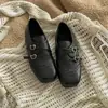 Mocasines Dulces de Punta Cuadrada y Suela Gruesa, Zapatos de Algodón Literarios Retro de Invierno con Hebilla de Una Línea, Zapatos Pequeños de Cuero Retro para Niñas con Aumento de Altura Interior