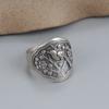 Anillo de plata de ley S925 de cara ancha con cejas superiores Xi estilo vintage desgastado hojas pájaro estilo étnico anillo para el dedo índice venta al por mayor