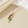 Colar de Flor Rosa Vermelha Elegante de Alta Moda Versátil Romântico em Forma de Coração Veludo Vermelho Flor Corrente para Clavícula Corrente de Pescoço