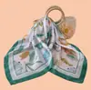 Bufanda Cuadrada Nueva para Mujer de 70 CM Patrón de Arte Floral Abstracto Estampado Bufanda de Seda Chifón Satinado Fuente de Fábrica al por Mayor