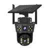 Cámara de vigilancia solar de tres imágenes HD, cámara inteligente a todo color con visión nocturna, vigilancia de 360 grados sin ángulo muerto
